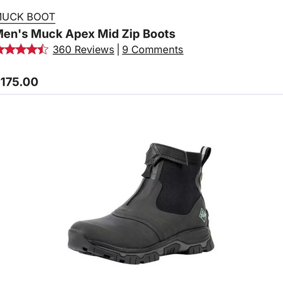 Men's Black Apex‎ Mid Zip Boots Muck Boots hunting boots